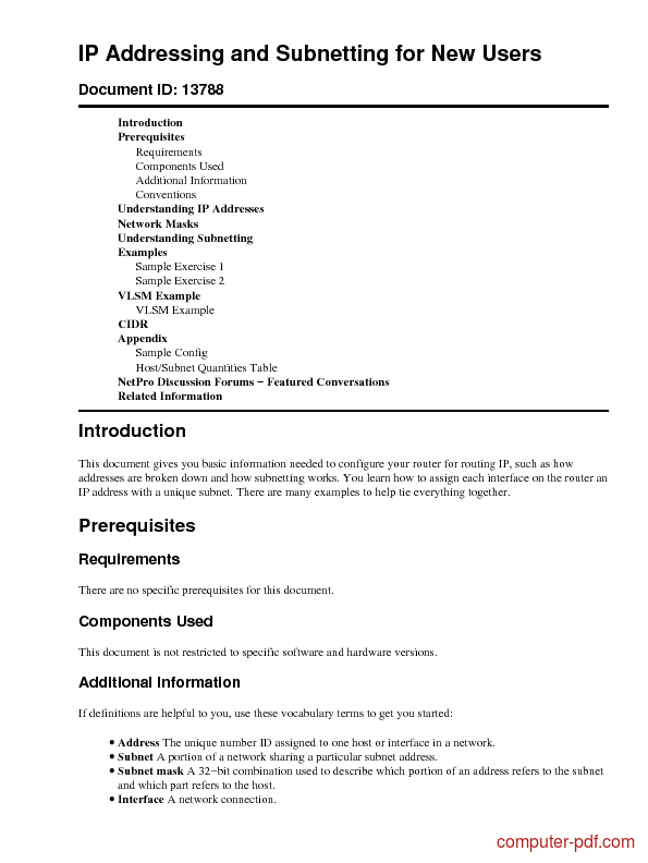 Ip Subnet Chart Pdf