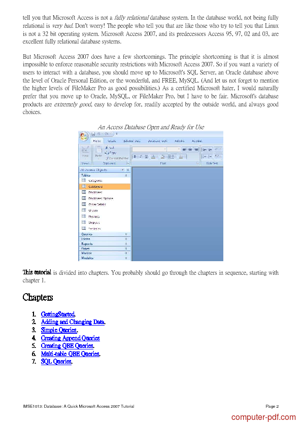 Pdf A Quick Microsoft Access 07 Free Tutorial For Beginners