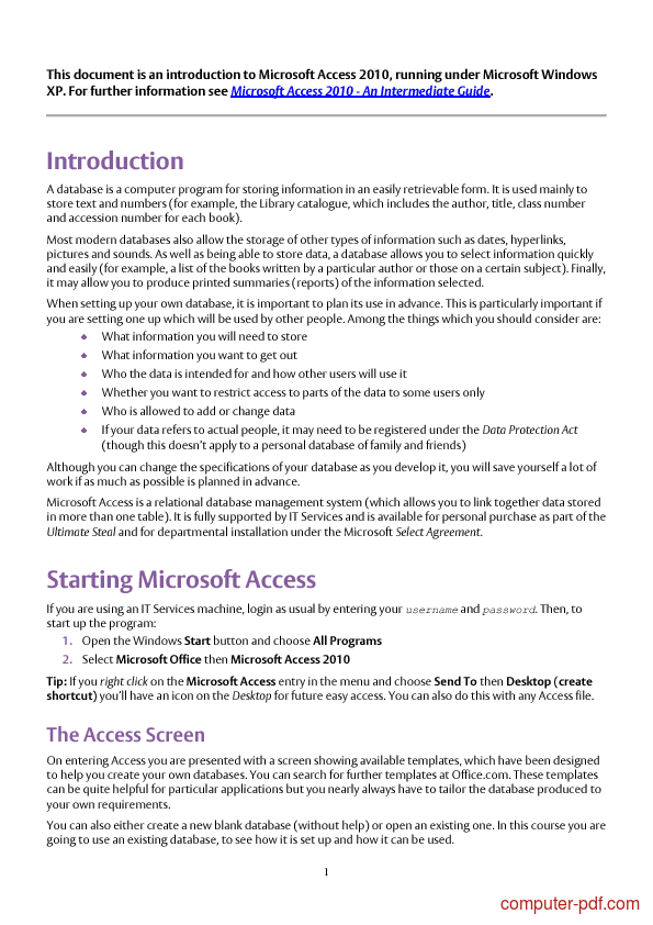 Pdf Access 10 An Essential Guide Free Tutorial For Beginners