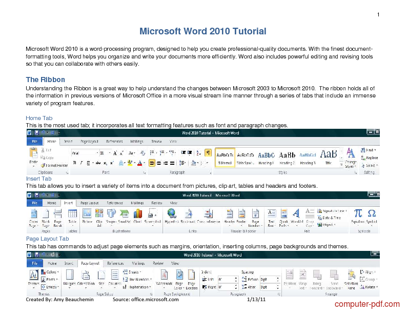 Microsoft word tutorial pdf free download