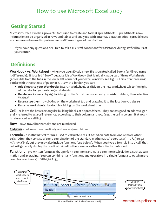 microsoft excel 2007 free tutorial