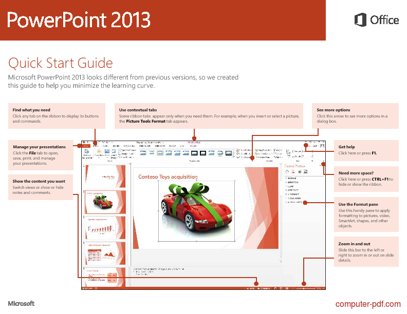 [PDF] PowerPoint 2013 Quick Start Guide free tutorial for Beginners