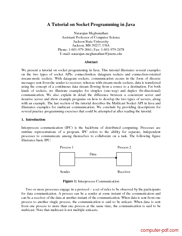 PDF A on Socket Programming in Java free tutorial for PDF A on Socket Programming in Java free tutorial for