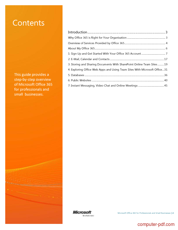 [PDF] Microsoft Office 365 for Small Businesses free tutorial for Intermediate