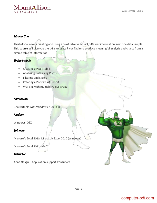 microsoft excel training program