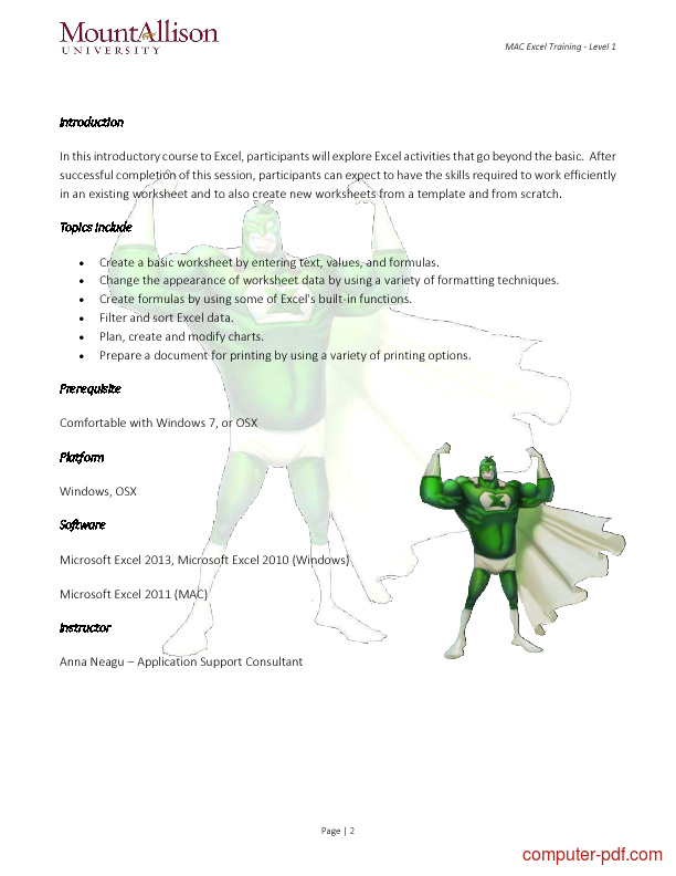 excel for mac 2011 training
