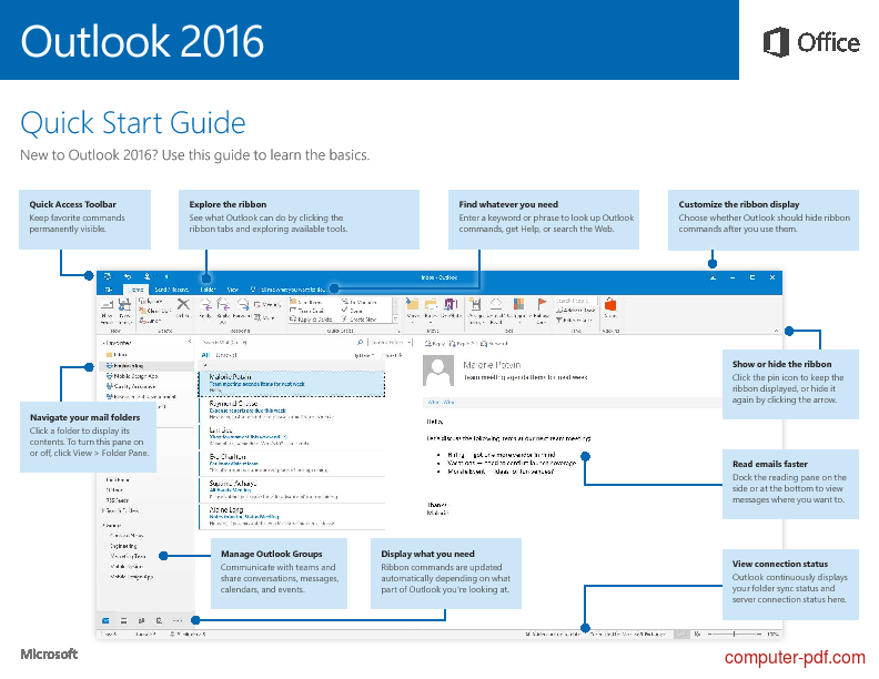 [PDF] Outlook 2016 Quick Start Guide free tutorial for Beginners