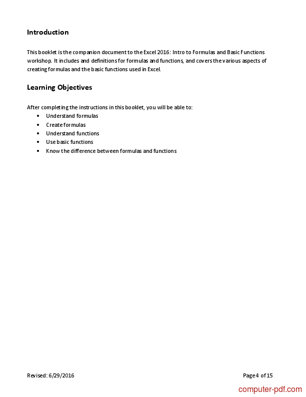 microsoft excel 2016 tutorial pdf gcf