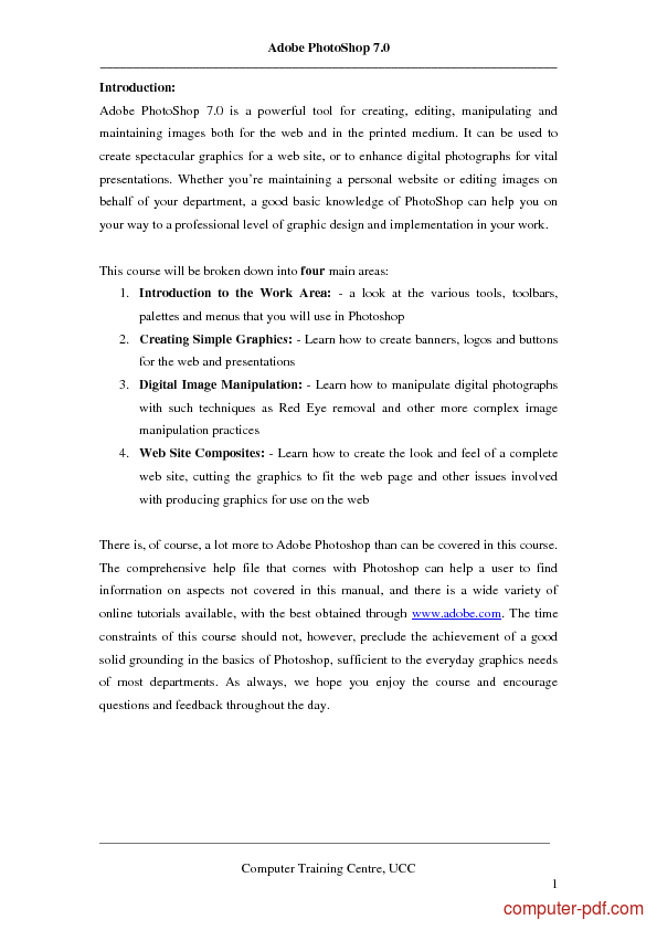 adobe photoshop user manual pdf free download