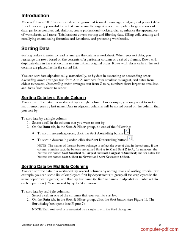 Advanced excel 2013 notes pdf