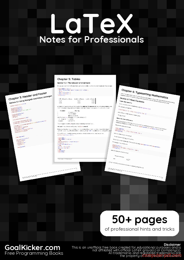 [PDF] LaTeX Notes for Professionals book free tutorial for Beginners