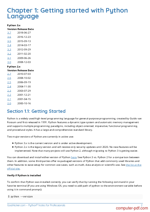 Commands in python programming