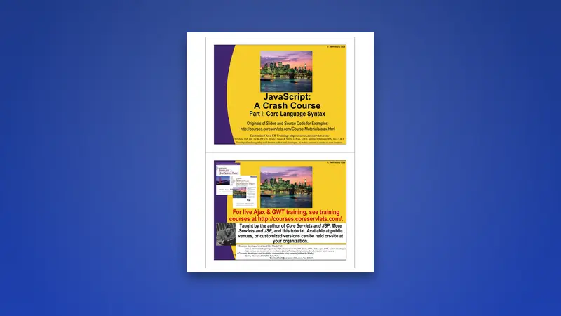 JavaScript PDF: A Crash Course — Core Language Skills — PDF cover
