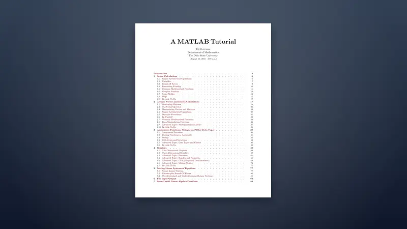 A MATLAB Tutorial PDF: Guide for Beginners & Practitioners — PDF cover