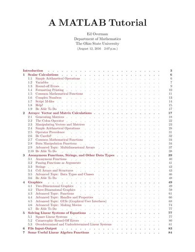 Cover of the A MATLAB Tutorial PDF