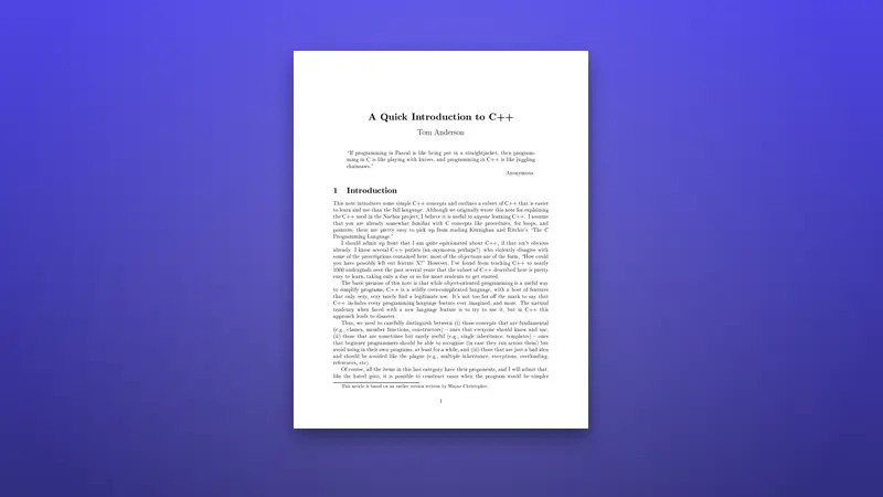 A Quick Introduction to C++ PDF — Essential Programming Skills — PDF cover