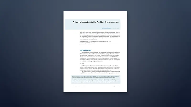 A Short PDF Introduction to the World of Cryptocurrencies — PDF cover