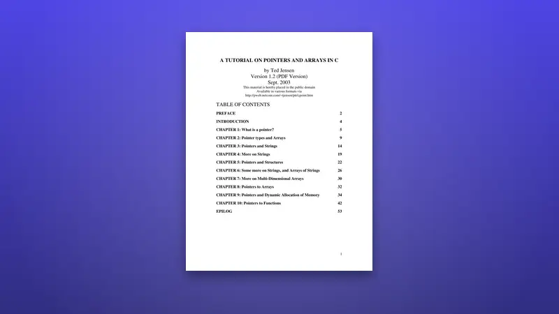 A Tutorial on Pointers and Arrays in C — PDF cover