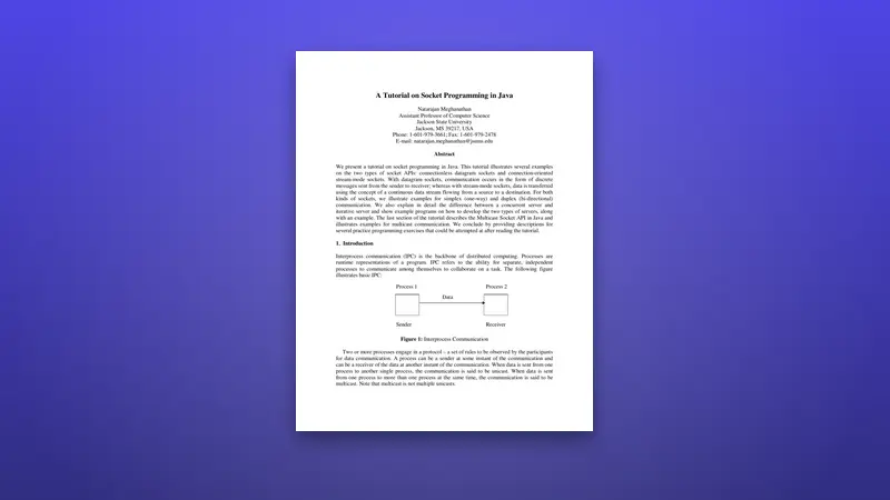 A PDF Tutorial on Socket Programming in Java — PDF cover