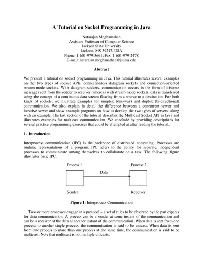 Cover of the A Tutorial on Socket Programming in Java PDF