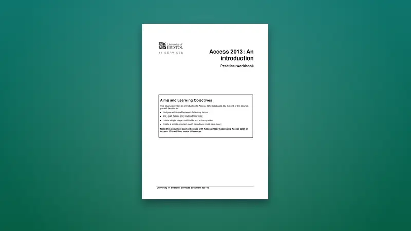 Access 2013 PDF: An introduction — Practical Workshop — PDF cover