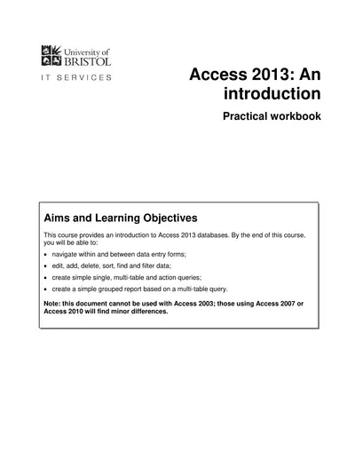 Cover of the Access 2013: An introduction PDF
