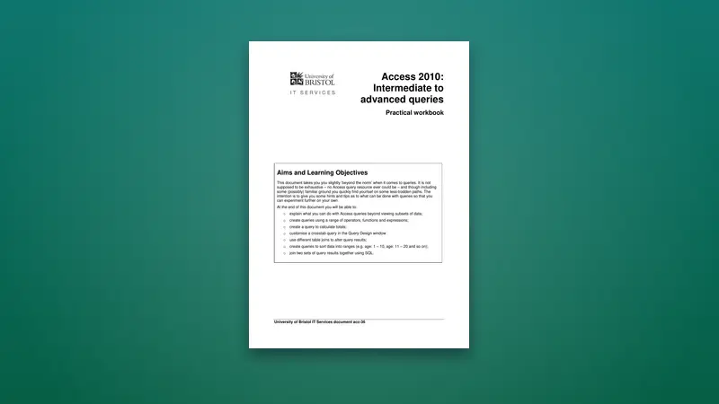 Access 2013 PDF: Intermediate to Advanced Queries — PDF cover