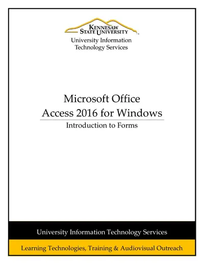 Cover of the Access 2016 - Introduction to Forms PDF