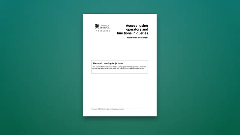 Access PDF: Using Operators & Functions in Queries — PDF cover