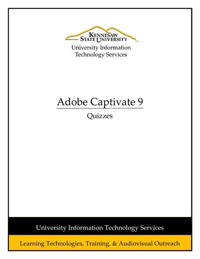 Cover of the Adobe Captivate 9 - Quizzes PDF