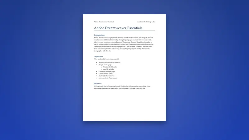 Adobe Dreamweaver Essentials for Web Design Beginners — Free PDF — PDF cover