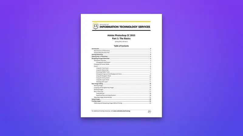 Adobe Photoshop CC 2015 Part 1 PDF: The Basics — PDF cover