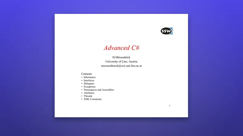 Advanced CSharp (C#) PDF — Modern Features & Best Practices — PDF cover
