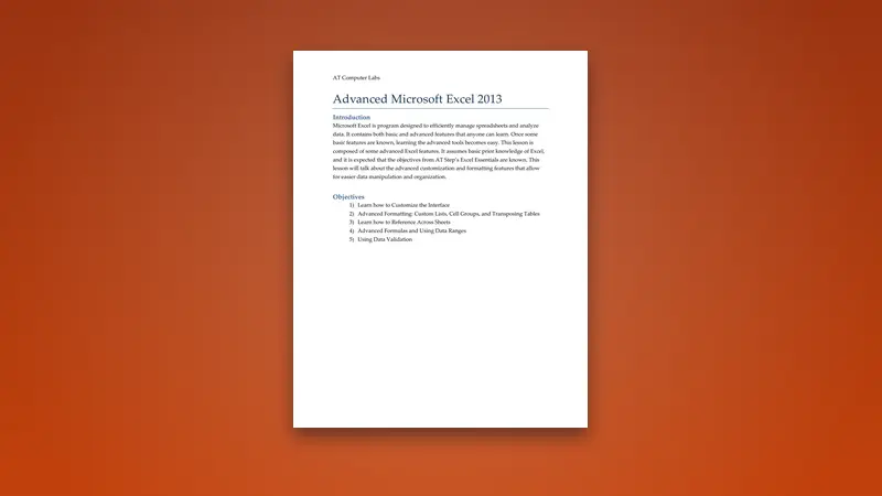 Advanced Microsoft Excel 2013: Master Essential Skills — PDF cover
