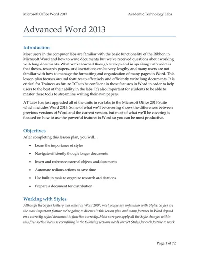 Advanced Word 2013 — free PDF cover