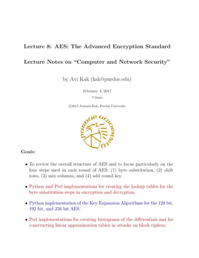 Cover of the AES The Advanced Encryption Standard PDF