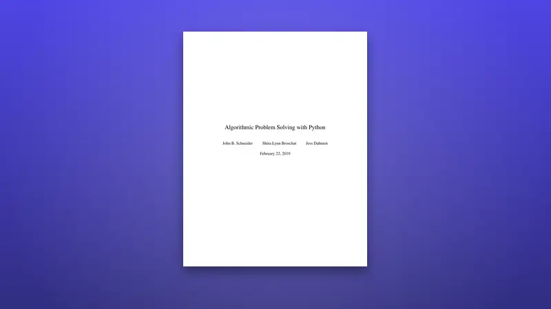 Mastering Algorithmic Problem Solving in Python — PDF cover