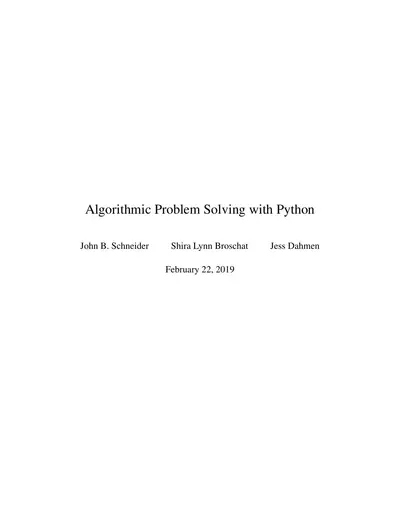 Cover of the Algorithmic Problem Solving with Python PDF