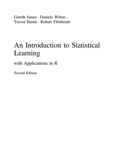 Cover of the An Introduction to Statistical Learning PDF