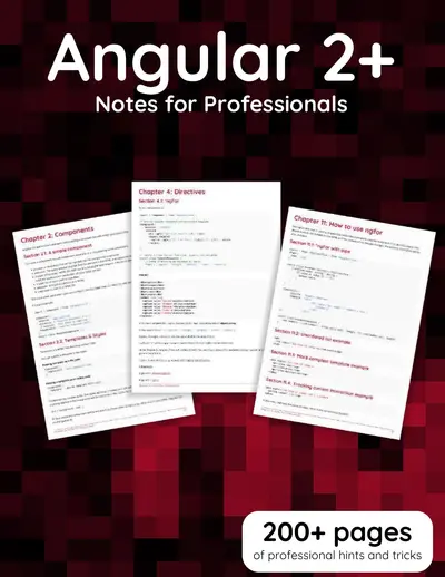 Cover of the Angular 2+ Notes for Professionals book PDF