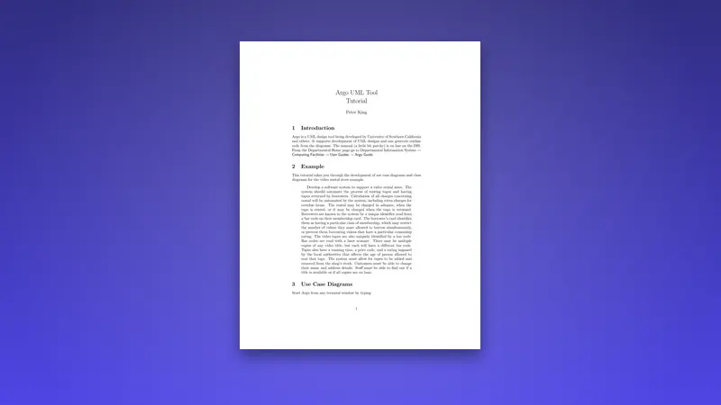 Argo UML Tool PDF Tutorial Overview — PDF cover