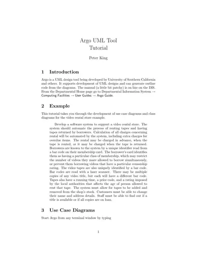 Cover of the Argo UML Tool Tutorial PDF