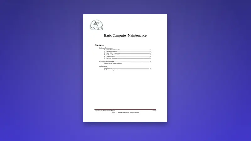 Basic Computer Maintenance PDF: Improve Performance — PDF cover