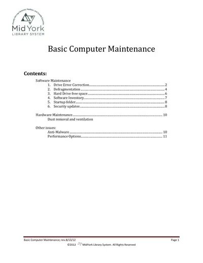Cover of the Basic Computer Maintenance PDF