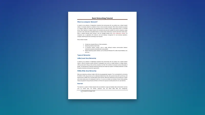 Basic Networking Tutorial PDF: Networking Fundamentals — PDF cover