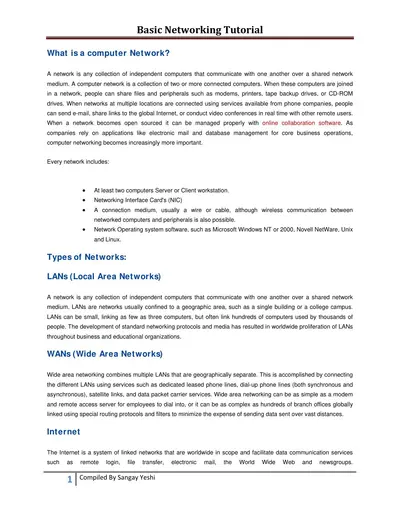 Cover of the Basic Networking Tutorial PDF