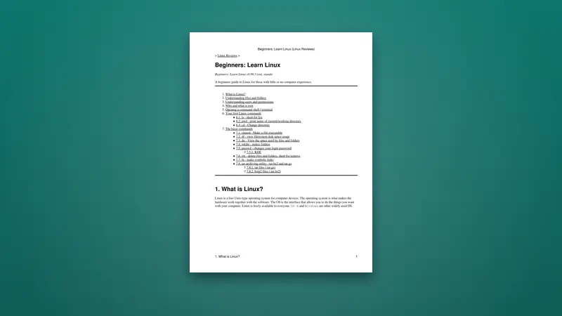Beginners PDF: Learn Linux — Essential Starter Guide — PDF cover