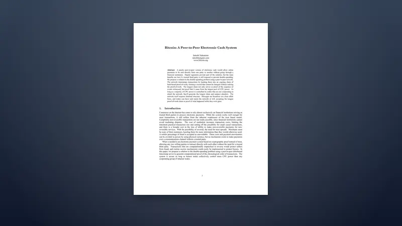 Bitcoin PDF: A Peer-to-Peer Electronic Cash System — PDF cover