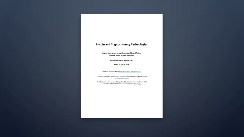 Bitcoin and Cryptocurrency Technologies — Free PDF — PDF cover