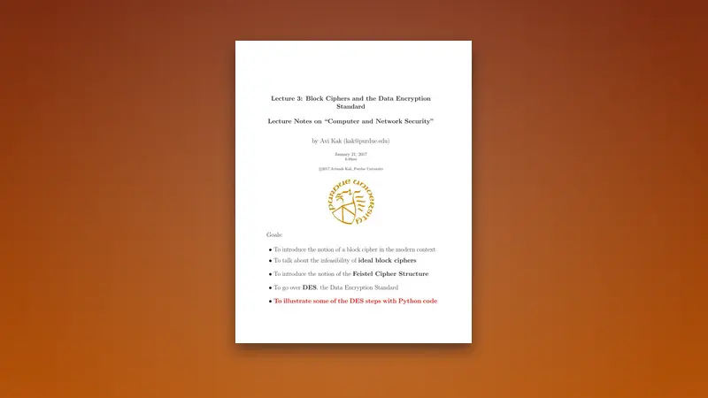 Block Ciphers and the Data Encryption — PDF cover